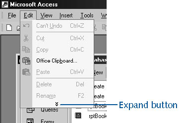figure 13-34. you can expand a personalized (contracted) menu by clicking the expand button.