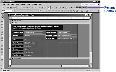 figure 15-39. the rename controls button lets you quickly rename the controls on a form or a report.