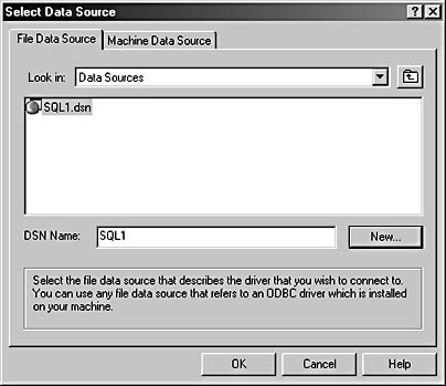 figure 16-24.in the select data source dialog box, you select an odbc data source for importing.