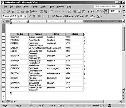 figure 17-7. you can use publish it with microsoft word to place an access table into an rtf document in word.