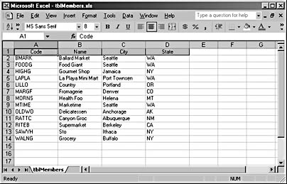 figure 17-8. you can create an excel worksheet from an access query.