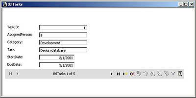 figure 18-7. this columnar data access page was automatically created from tbltasks.