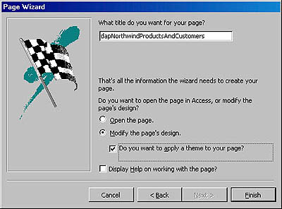 figure 18-12. the final page of the page wizard allows you to specify the page title and other options.