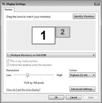 hur man återställer skärminställningar i hela Windows Vista