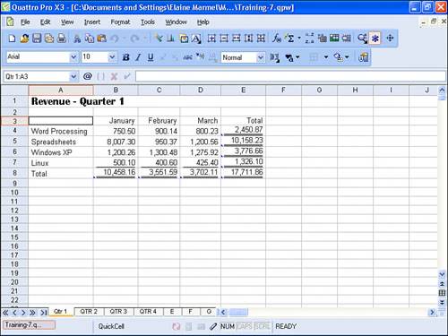 Grouping Spreadsheets | Absolute Beginners Guide to Quattro Pro X3