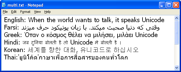 figure 5-10 a multilingual document that contains different scripts in the same context.