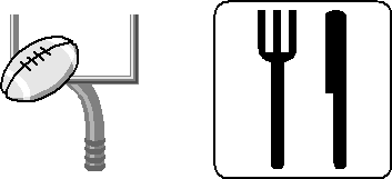 figure 9.2 questionable icons that use an american football icon to represent sports, and a fork and knife icon to represent a restaurant.