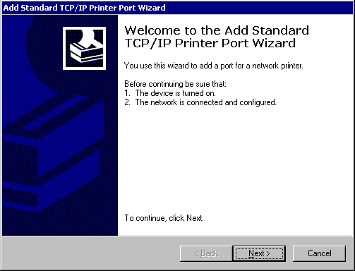 figure 4.9 add standard tcp/ip printer port wizard