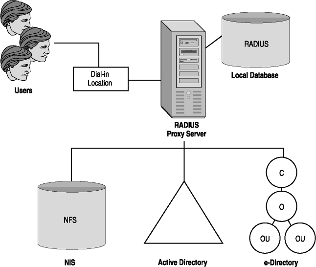 figure 4-2 radius and radius proxy authentication services