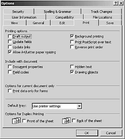 figure 4-6. you can configure a number of print options in addition to the print controls available in the print dialog box.