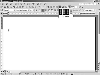figure 9-2. the columns button allows you to select up to four columns from the standard toolbar.