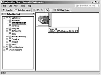 figure 14-5. the clip organizer has a new look and feel in word 2002.