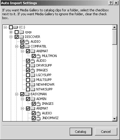 figure 14-8. the clip organizer will search all available folders on your computer unless you specify otherwise.