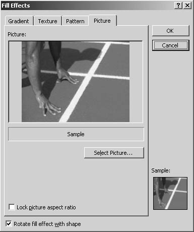 figure 16-19. the picture tab enables you to fill objects with picture backgrounds.
