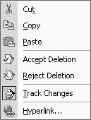 figure 33-13. you can right-click tracked changes to access options that enable you to resolve the proposed changes.