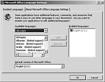 figure 37-5. choose the languages you want to work with using microsoft office language settings.
