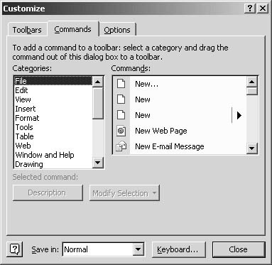 figure 38-5. create your own toolbar by copying and combining existing buttons.