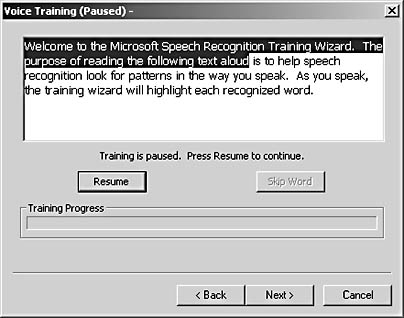 figure 39-6. reading the text helps word 'learn' your voice, and helps you learn about speech recognition.