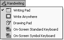 figure 39-14. there are five choices for accessing word's handwriting and tablet features