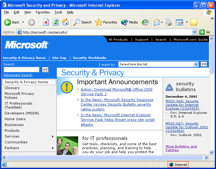 figure 10-3 viewing the current security zone in internet explorer