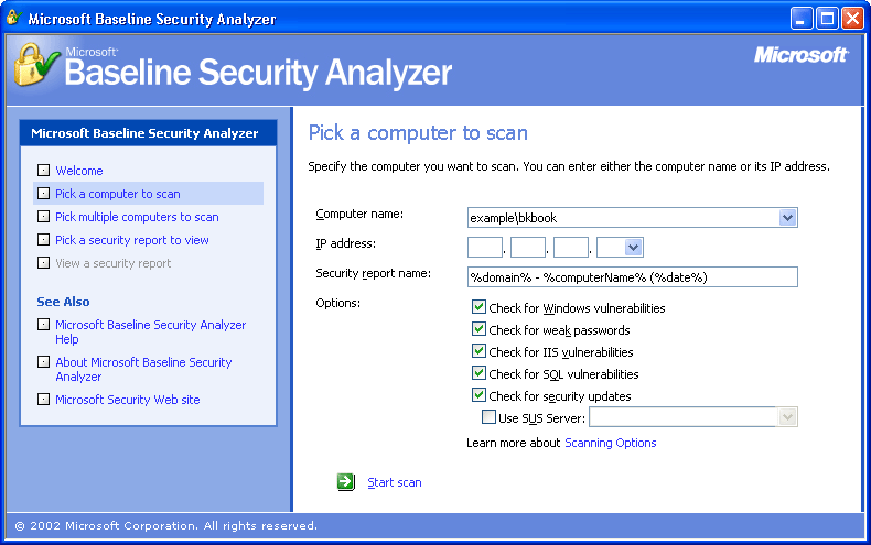 figure 24-2 defining scanning options for a single computer