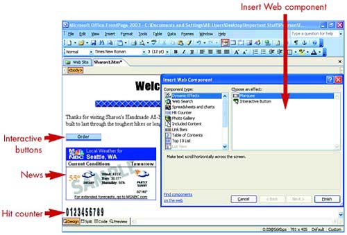 Inserting Web Components | Easy Microsoft Office FrontPage 2003
