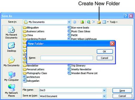 how to create a folder in word 2016