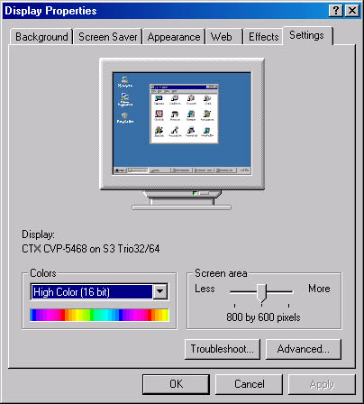 Changing Your Desktop s Display Properties | Running Microsoft Windows 2000  Professional
