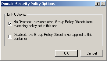 figure 1-5 the domain security policy options dialog box