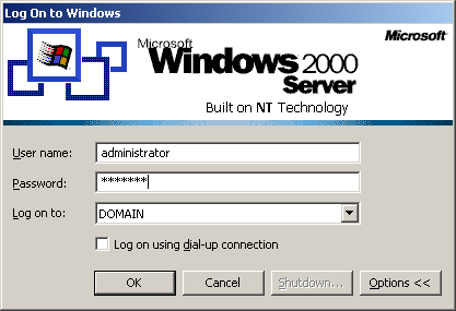figure 2-1 the microsoft windows 2000 logon prompt