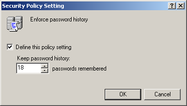 figure 3-2 the security policy setting dialog box