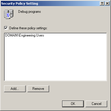 figure 3-6 the security policy setting dialog box