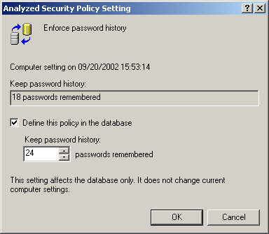 figure 3-12 the analyzed security policy setting dialog box