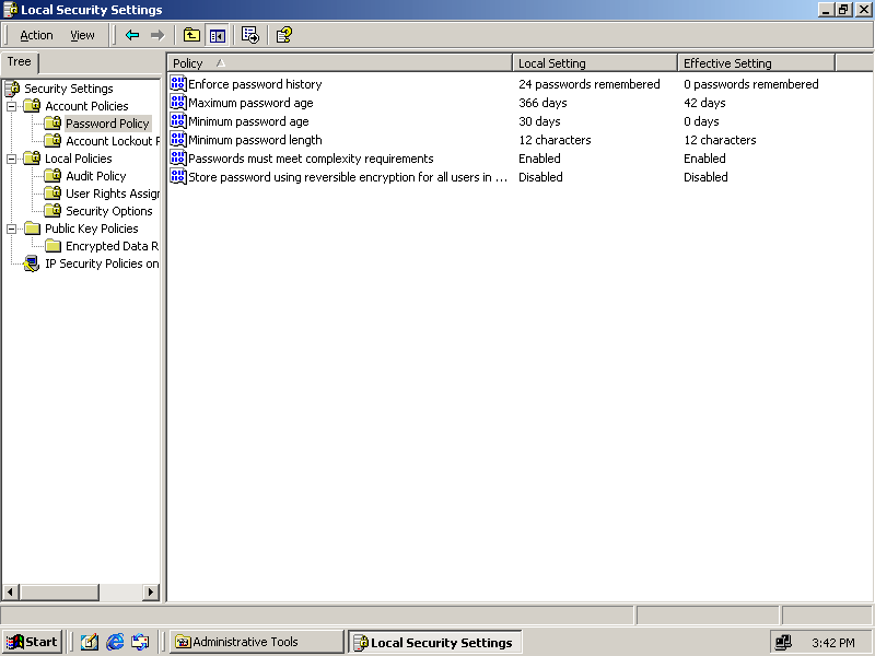 figure 3-16 the local security settings management console