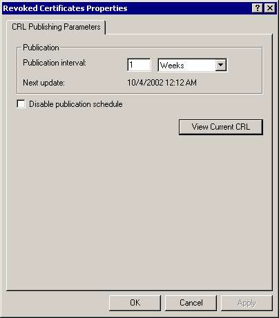 figure 5-15 the crl publication parameters