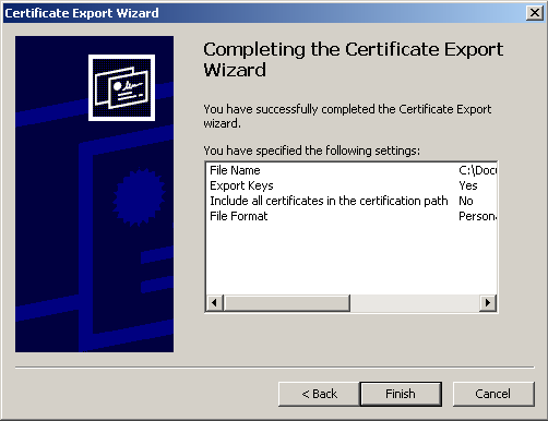 figure 6-9 exporting a certificate to a file