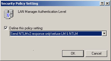 figure 7-3 security policy setting dialog box
