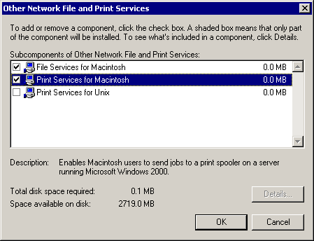 figure 7-6 installing file services and print services for macintosh