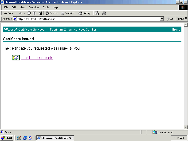 figure 8-25 installing an issued certificate