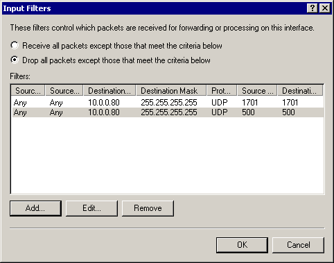 figure 9-34 the completed input filters dialog box