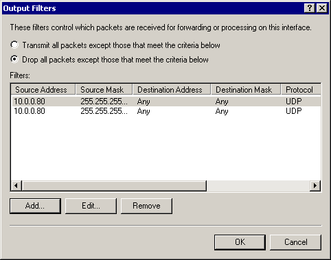 figure 9-36 the output filters dialog box