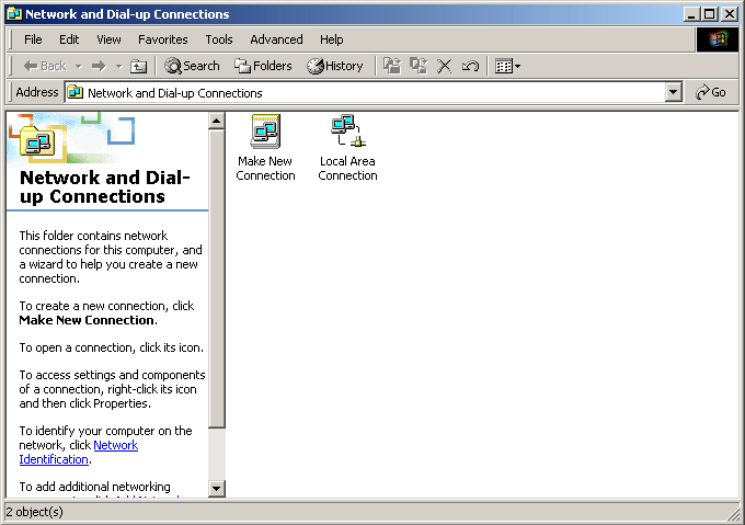 figure 10-1 the network and dial-up connections window