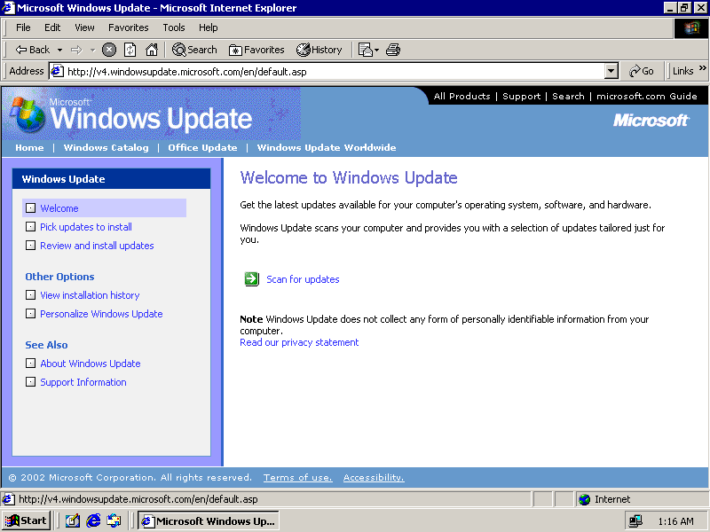 figure 10-14 the welcome to windows update web page