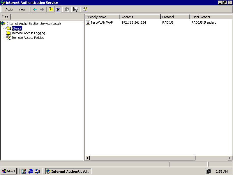 figure 10-20 the client showing in the internet authentication service management console