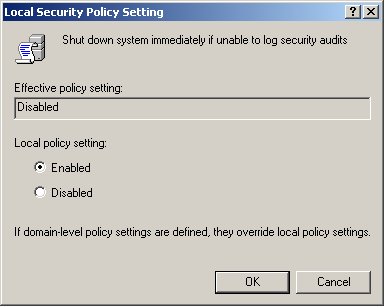 figure 13-5 local security policy setting dialog box