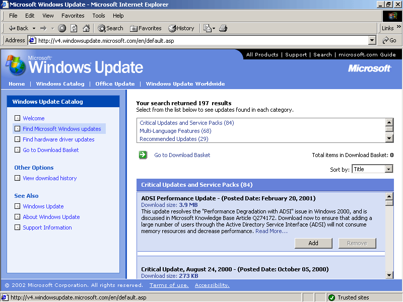figure 14-17 windows update catalog search results