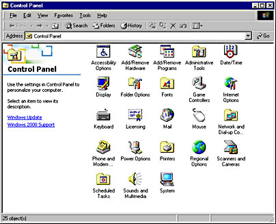 graphic c-29. windows 2000 control panel.