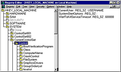 graphic k-3. the control key in the windows nt and windows 2000 registryeditor (regedt32.exe).
