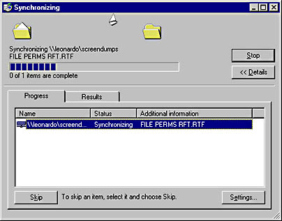 graphic o-1. synchronizing with a network share using offline files in windows 2000.