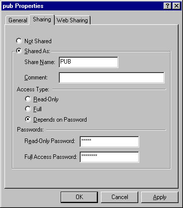 graphic s-12. the sharing tab of a folder’s properties dialog box.